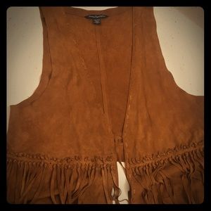 100% Leather fringe vest sz Xs/S